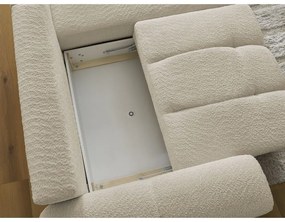 Beżowy rozkładany/ze schowkiem narożnik z materiału bouclé (prawostronny/z szezlongiem) Roxelane – Bobochic Paris