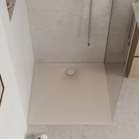 Brodzik z konglomeratu kwadratowy RONA  | Różne rozmiary | Różne kolory : Kolor - Beżowy mat, Rozmiar - 90x90 cm