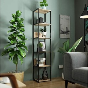 Regał industrialny AKORD metalowy Czarny Dąb Sonoma 40x32x192 cm