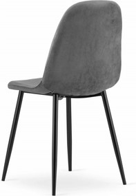 PROMOCJA Ciemnoszare krzesło aksamitne COMO z czarnymi nogami II. jakość
