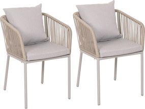 Zestaw 2 krzeseł ogrodowych MCW-N41,  jasnoszary Poduszka jasnoszary