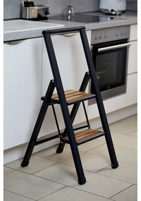 Czarna aluminiowa antypoślizgowa drabina składana Wenko Stepladder II.