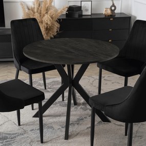 Stół Okrągły LAUREN 90 cm Czarny Loft Nowoczesny