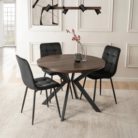 Stół Okrągły Rozkładany LUKAS 100-250 cm Orzech/Czarny Nowoczesny