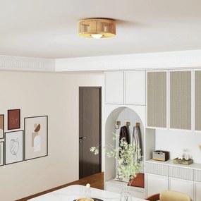 HOMCOM Lampa sufitowa, wisząca lampa boho z oprawką G9 LED, abażur ze sznurka konopnego okrągły