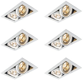 Zestaw 6 reflektorów wpuszczanych białych AR111 regulowanych 2-punktowych - Oneon