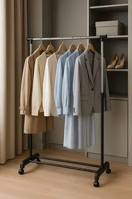 Biały regulowany wieszak na kółkach B5-T89