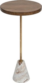 Stolik kawowy marmur i drewno, Ø 35,5 cm