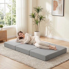 HOMCOM Materac składany 200 x 90 cm, 15 cm, składany materac, przenośny materac podłogowy z pralnym pokrowcem, certyfikat Oeko-Tex | Aosom PL