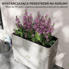 Outsunny Podwyższane Grządki Drewniane z Szufladą Szklarnia na Kółkach Skrzynia Ziołowa 110x50x95cm Biały | Aosom PL