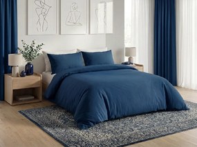 PrzytulneMieszkanie.pl PrzytulneMieszkanie.pl Bawełniana pościel CALMORA ciemnoniebieska Rozmiar pościeli: 2 szt 70 x 90 cm | 160 x 220 cm