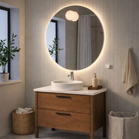 Lustro okrągłe z podświetleniem LED z wycięciem na kinkiet MOON  | Różne rozmiary | Różne kolory : Kolor tafli szkła - Srebrny, Średnica - 100 cm