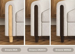 Narożnik Seatle – designerski mebel wypoczynkowy z funkcją spania delfin, pojemnikiem i drewnianymi detalami