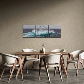 Obraz - Fale w oceanie (z zegarem) (90x30 cm)