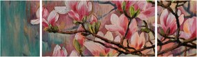 Obraz - Obraz olejny, Kwitnąca sakura (170x50 cm)
