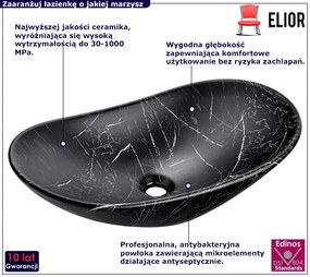Czarna marmurkowa ceramiczna umywalka wolnostojąca - Serfes