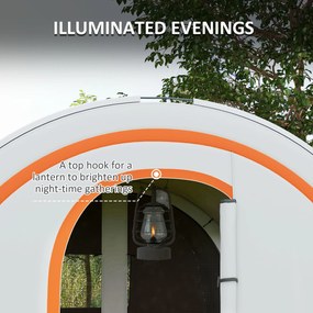 Outsunny Namiot Campingowy do 6 os., Rodzinny, Z oddzielnymi strefami, Wodoodporny, Kremowobiały