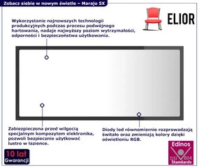 Szare w połysku lustro wiszące LED - Marajo 5X