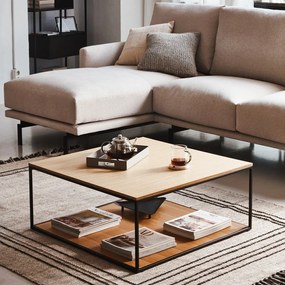 Brązowy stolik z blatem w dekorze orzecha 80x80 cm Yona − Kave Home