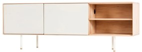 Biało-naturalna szafka pod TV z litego drewna dębowego 180x64 cm Fina – Gazzda