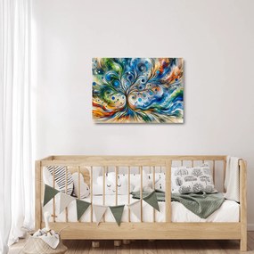 Obraz na szkle – Kolorowe energetyczne drzewo (70x50 cm)