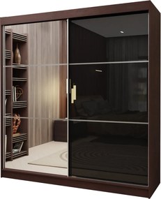 Szafa VITALE - Wenge / Front Czarny / Z lustrem / Bez szuflad / 200 cm
