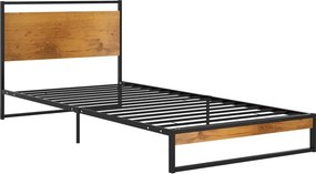Czarne Loftowe Łóżko Metalowe 90X200 Cm T5-M01