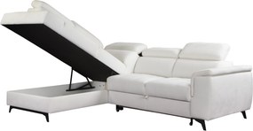 Masseno Narożnik VOLA z funkcją spania i pojemnikiem na pościel Narozniki L, Rozkładana sofa - Biały, BUBBLE 1