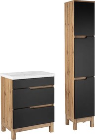 Zestaw Łazienkowy 60cm 2S Alma Słupek Dąb Wotan / Czarny Mat