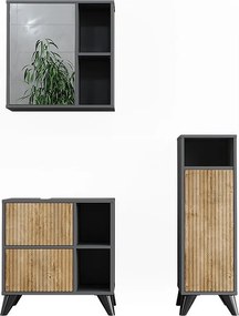 Zestaw mebli łazienkowych antracyt/dąb górski 60x30x62 leano