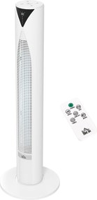 HOMCOM 70° oscylacyjny wentylator kolumnowy z pilotem 4 tryby, 3 prędkości, timer 31,5 x 31,5 x 96 cm biały | Aosom PL