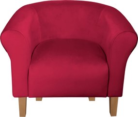 Fotel Milo tkanina Welur wygodny fotel tapicerowany do salonu i sypialni : Kolor nogi - Drewno, Kolor tkaniny - VELVET - MG31, Wysokość nogi - 15 cm