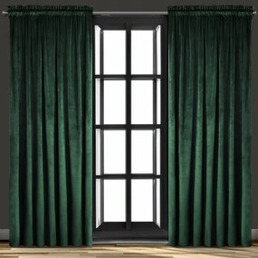 Zasłona welurowa na taśmie 140x250 velvet gruba butelkowa zieleń