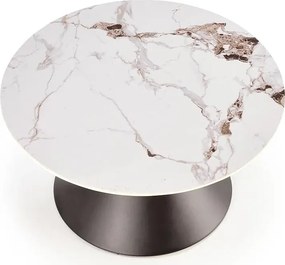 Okrągły stolik kawowy glamour biały marmur + czarny - Nito 4X