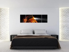 Obraz - Motocyklista z płomieniami (170x50 cm)