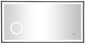 Podświetlane prostokątne lustro łazienkowe z zegarem cyfrowym - 120x50 cm AITANA