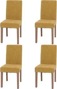 Szenilowe krzesło do jadalni Littau (zestaw 4 sztuk), żółty, nogi w kolorze naturalnym