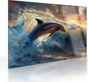 Obraz na szkle - Delfin, ilustracje (70x50 cm)