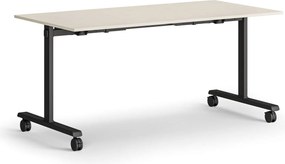 Mobilny stół MATCH, 160x80 cm, czarna podstawa, brzoza