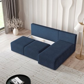 Masseno Narożnik TRAMA z funkcją spania i pojemnikiem na pościel Narozniki L, Rozkładana sofa - Niebieski, NEVE 77