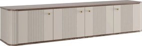 Szafka RTV wisząca Vesper 4D 187 cm - kaszmir / orzech / złote uchwyty