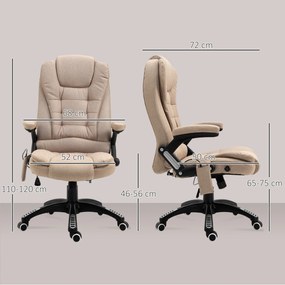 Vinsetto Ergonomiczny fotel biurowy z funkcją masażu i ogrzewania, regulowany, 67 x 74 x 107–116 cm, Brązowy
