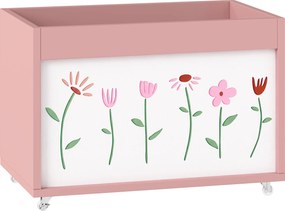AIYAPLAY Skrzynia na zabawki, pojemnik na kółkach z hamulcami, 34,5 l otwarta skrzynia na zabawki z motywem kwiatowym, 50 x 30 x 33,5 cm | Aosom PL