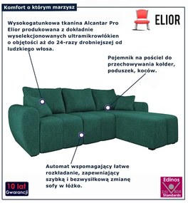 Zielony tapicerowany narożnik rozkładany B2-R96