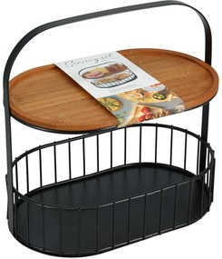 Patera do serwowania przekąsek ALBA, metalowy koszyk z uchwytem, 24 x 15 x 25 cm