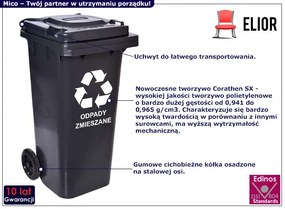 Czarny kosz na śmieci 120L R0-N98