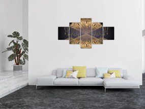 Obraz - Złota mandala ze strzałkami (125x70 cm)