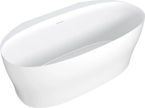 Półwyspowa wanna akrylowa - 220 L - 160 x 80 x 58 cm - Biały mat - LUMEL