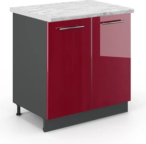 Szafka pod zlew bordowa czerwień wysoki połysk 80x60x82 fame-line