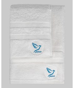 Białe bawełniane ręczniki zestaw 2 szt. frotte Peace – Foutastic